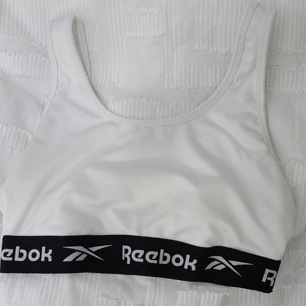 Reebok white sports bra, small